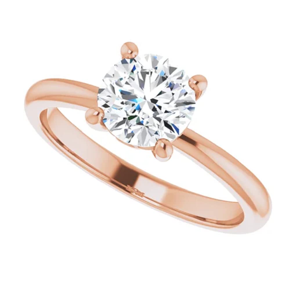 10K Solid Rose Gold Handmade Engagement Ring - 1.0 CT Round Cut Moissanite Diamond Solitaire Wedding Band for Women - Perfect for Proposals, Anniversaries & Bridal Jewelry Gifts