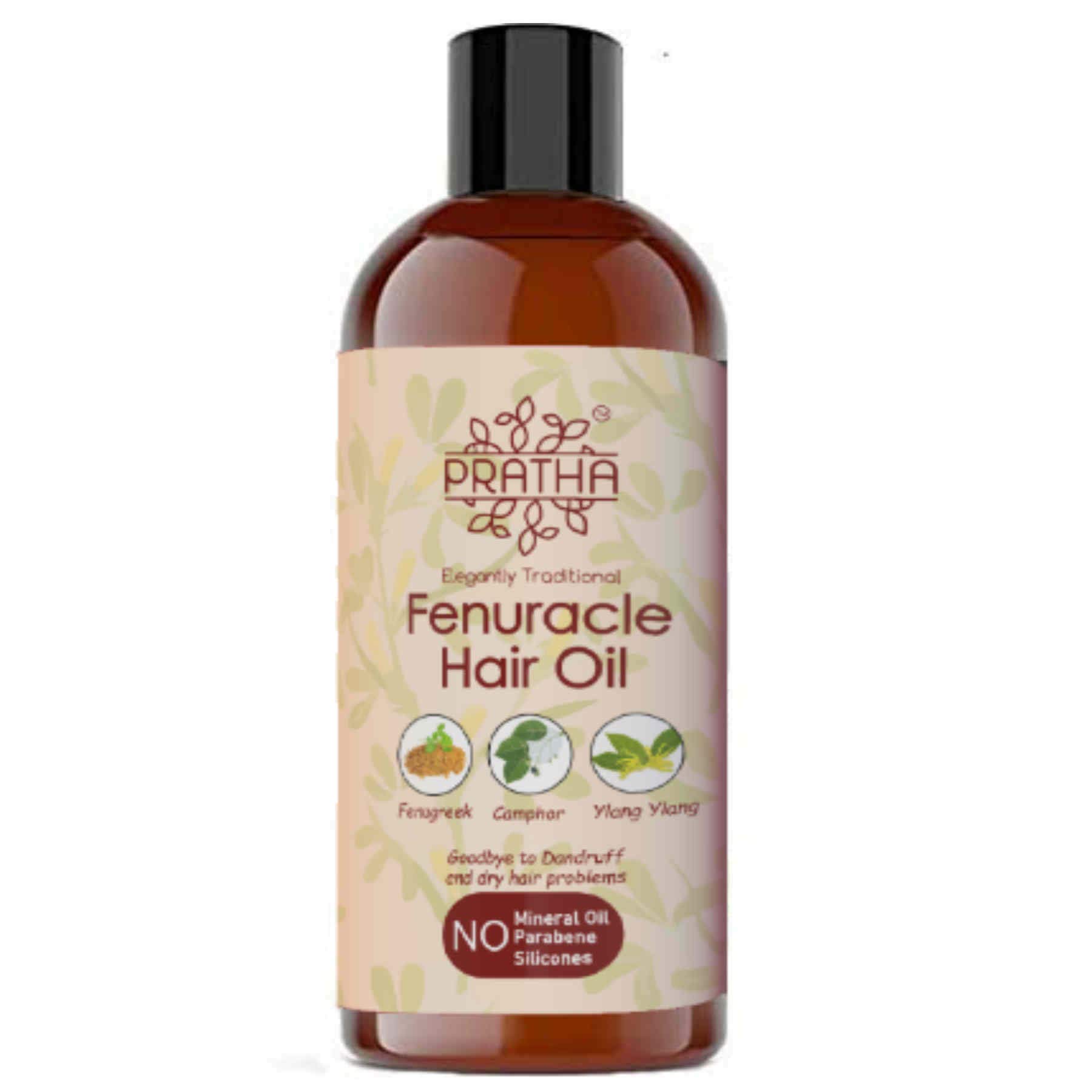 PRATHA Fenuracle Hair Oil with Fenugreek, Camphor & Ylang-Ylang | Natural Hair Growth Treatment for Thicker, Stronger Hair | Perfect for Daily Scalp Massage & Damaged Hair Repair