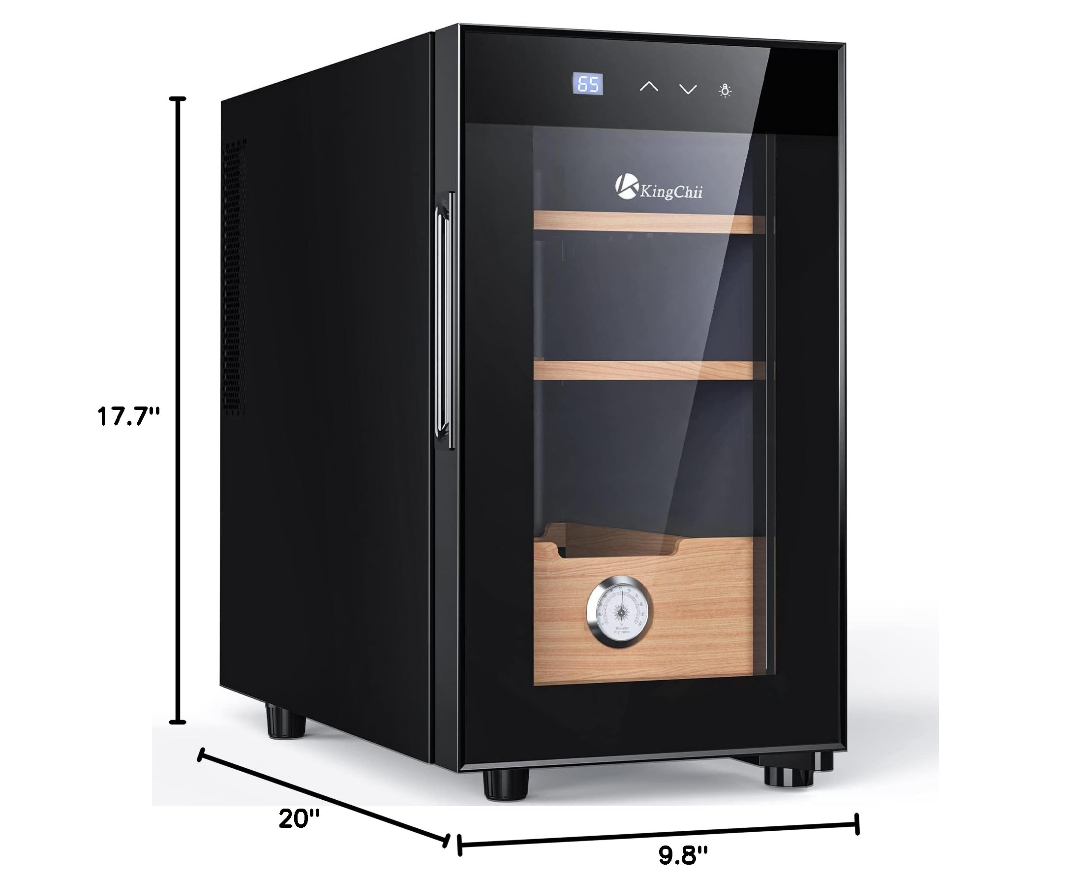 Premium 23L Electric Cigar Humidor with Digital Temperature Control - Spanish Cedar Wood Shelves & Built-in Hygrometer - 3-Layer 150-Cigar Capacity - Perfect Father's Day Gift for Men - Ideal for Home, Office, or Cigar Lounge Storage