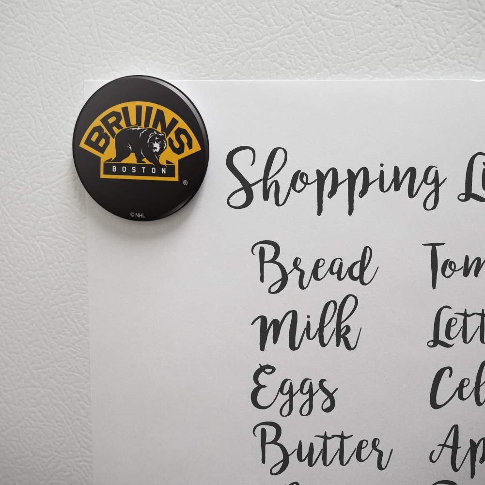 Official NHL Boston Bruins Logo Refrigerator Magnet - Strong Magnetic Locker Button for Kitchen, Office, Dorm & Game Room Decor