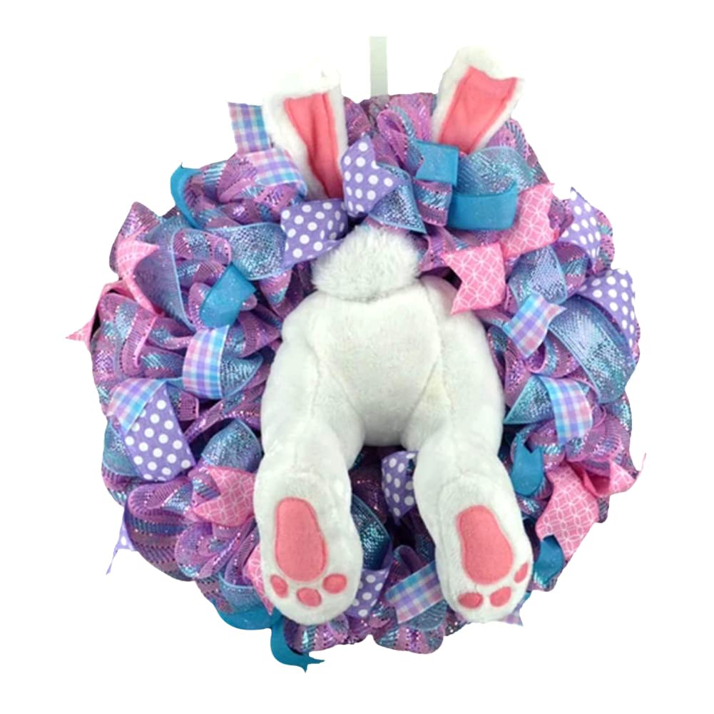 Easter Wreath for Front Door - Handmade Bunny Rabbit Garland with Adorable Bunny Butt Decor, Spring Door Hanging for Easter Party & Home Decoration | Perfect for Easter Celebrations, Front Porch Decor, and Seasonal Home Styling
