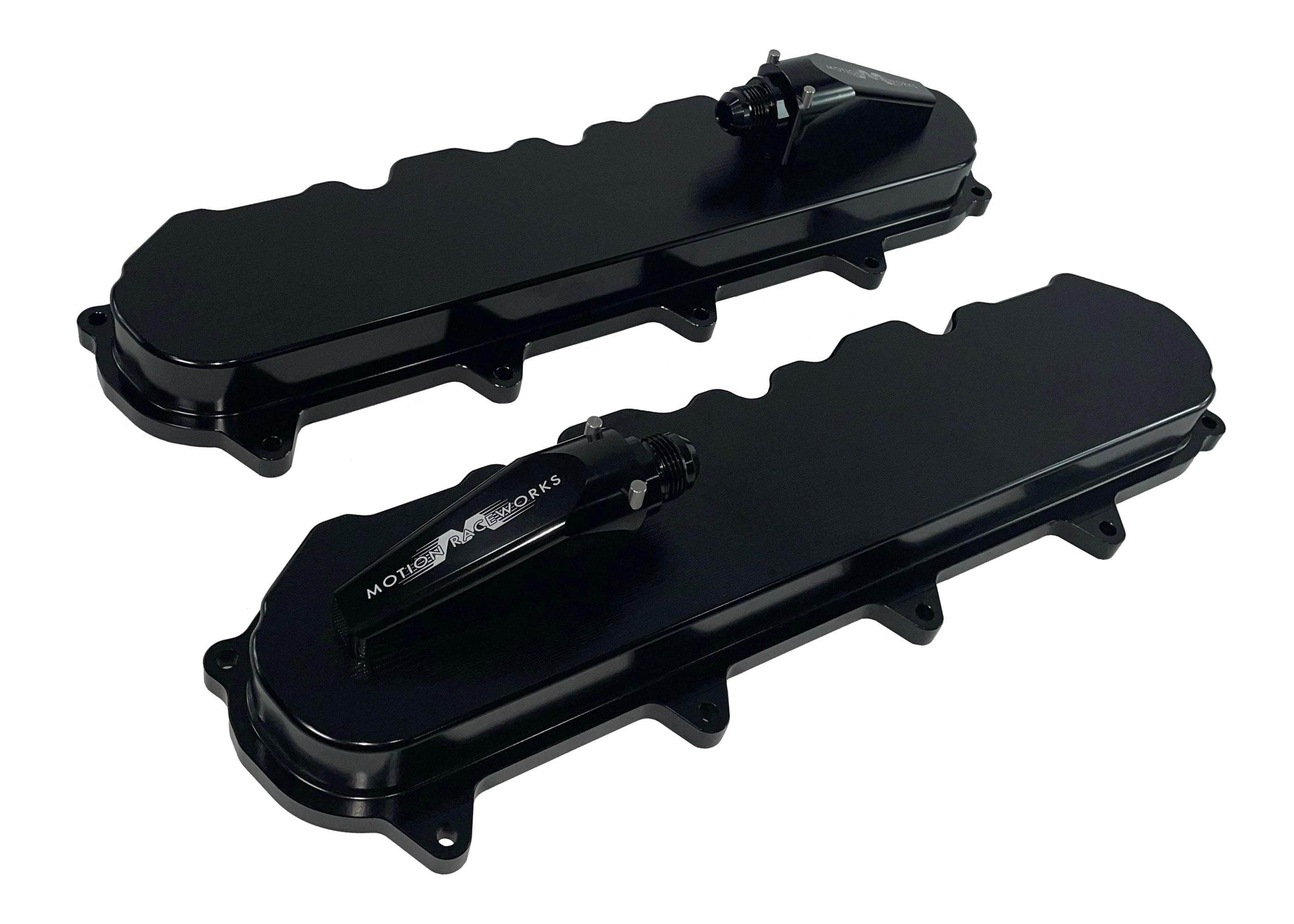 Gen V LT Race Black Anodized Billet Aluminum Valve Covers with Motion Quick Release Breathers - High Performance Engine Upgrade for Chevy LS Engines, Perfect for Racing & Street Performance