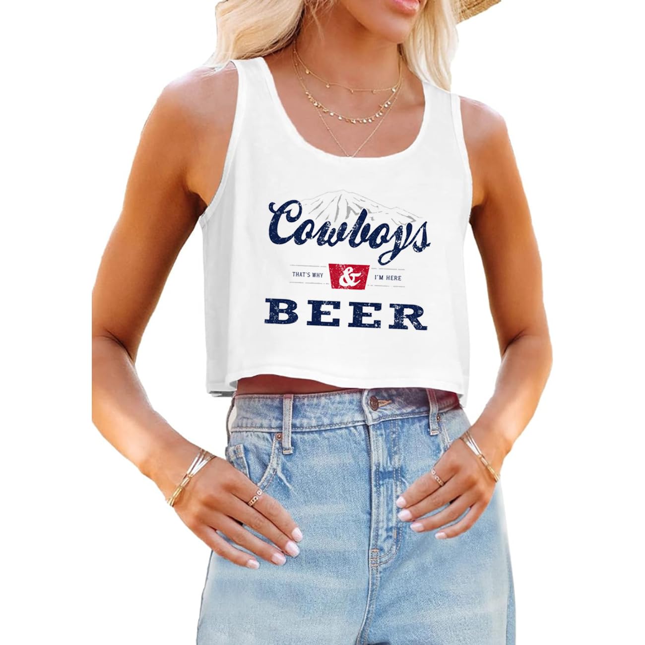 Vintage Western Cowgirl Tank Top for Women - Country Concert & Casual Sleeveless Crop Top with Cowboy Graphic - Perfect for Music Festivals, Rodeos & Summer Outfits