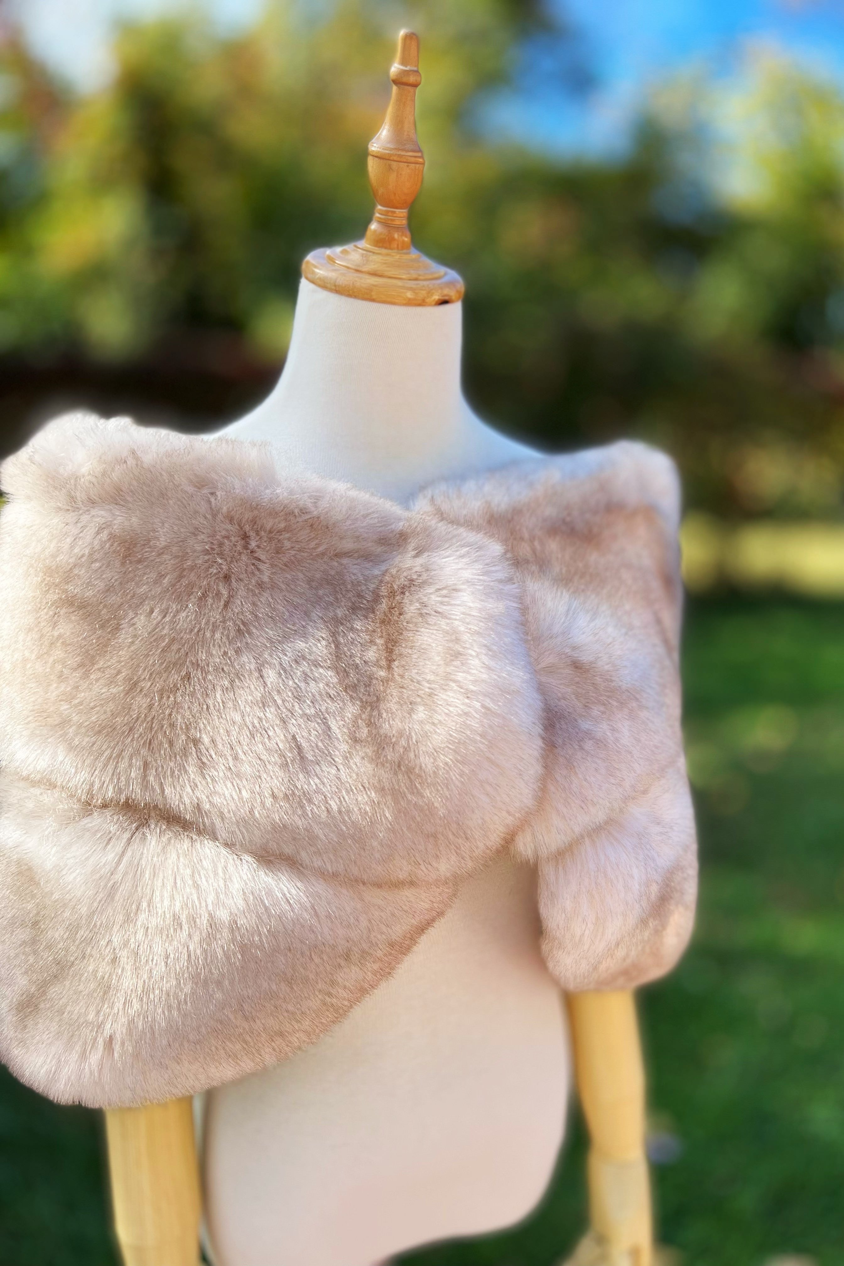 Blush Pink & Peach Faux Fur Wrap Shawl - Soft & Cozy Winter Accessory (Penelope Pea01) | Perfect for Weddings, Parties & Cold Weather Fashion