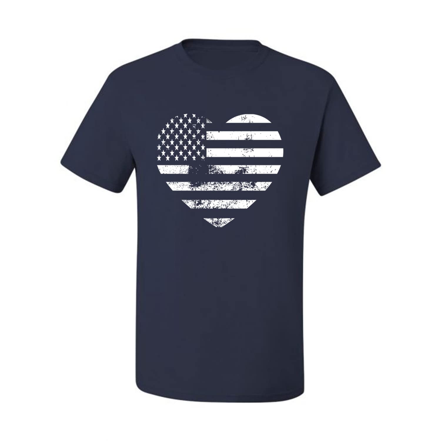 Wild Bobby USA Flag Heart Patriotic Men's Graphic T-Shirt - American Pride Casual Tee for 4th of July, Veterans Day & Patriotic Events