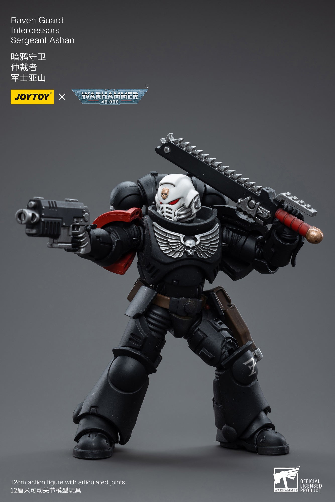 1/18 JOYTOY Warhammer 40K Raven Guard Intercessors Sergeant Ashan Action Figure - Collectible Miniature for Warhammer 40K Fans, Tabletop Gaming & Display