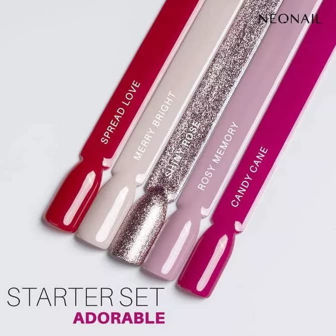 NEONAIL ADORABLE Starter Set - 3 Step UV Gel Polish Kit for Long-Lasting Mirror Shine, Includes Base/Top Coat & 5 Colors with UV/LED Lamp - Perfect for Home Manicures & Professional Nail Salons