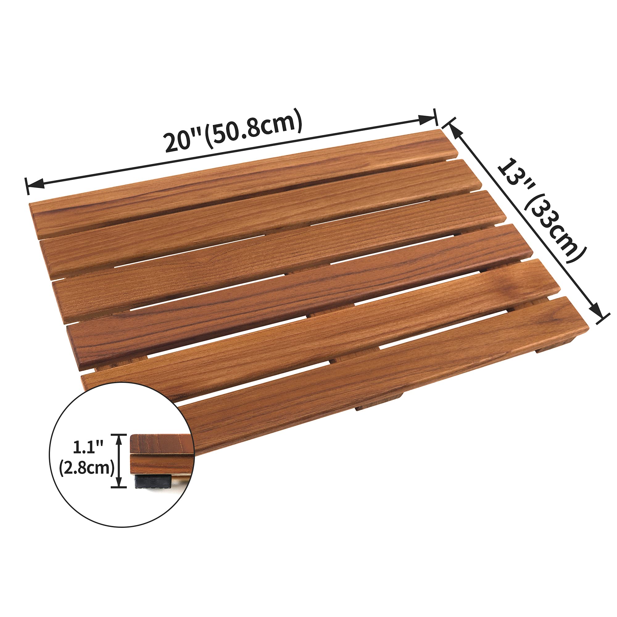 Premium VaeFae Teak Shower Mat - Non-Slip Bath Mat for Safety, Luxury Spa Wooden Mat for Bathtub (20