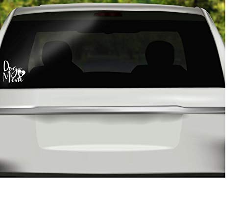 Dog Mom Heart Paw Decal - White 4.5x4.5 Inch - Made in USA by Foxtail Decals - Perfect for Car Windows, Laptops, Water Bottles & More - Cute Pet Lover Gift & Home Decor