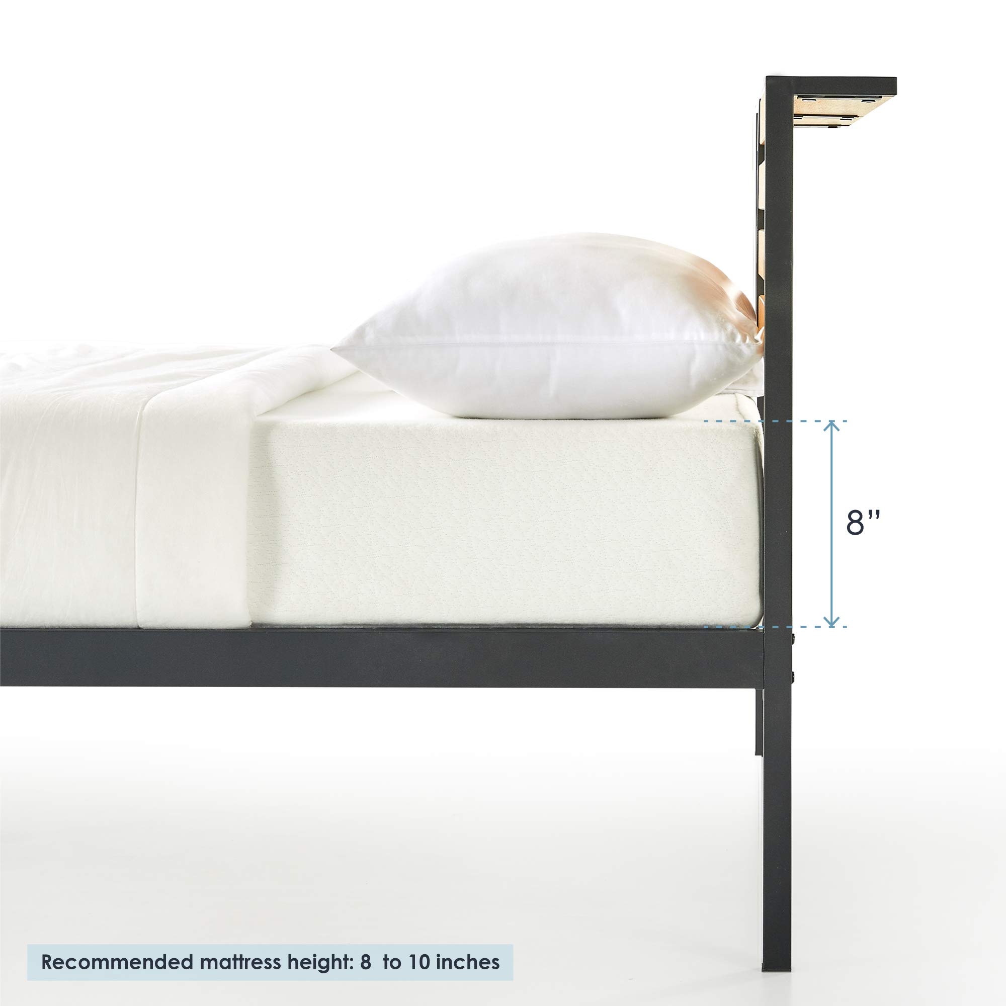 Solid Pine Wood Mellow Kasi Metal Platform Bed with Panel Headboard Shelf - King Size Easy Assembly Bed Frame (SHPB-KAK) | Perfect for Modern Bedrooms, Guest Rooms & Small Spaces