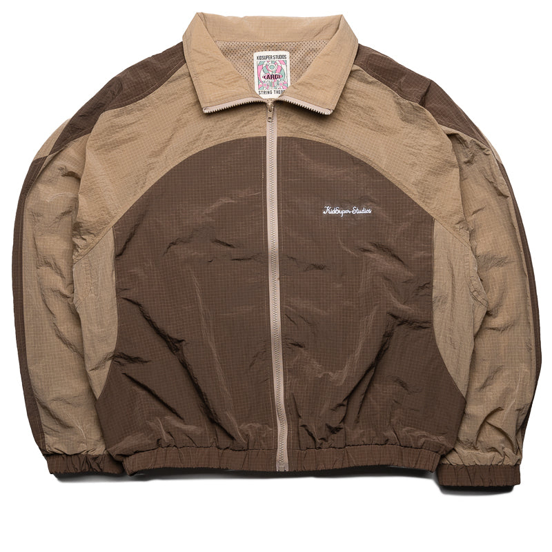 KidSuper Ripstop Windbreaker Jacket for Men & Women - Lightweight Water-Resistant Outdoor Jacket - Perfect for Hiking, Running & Travel (Brown)