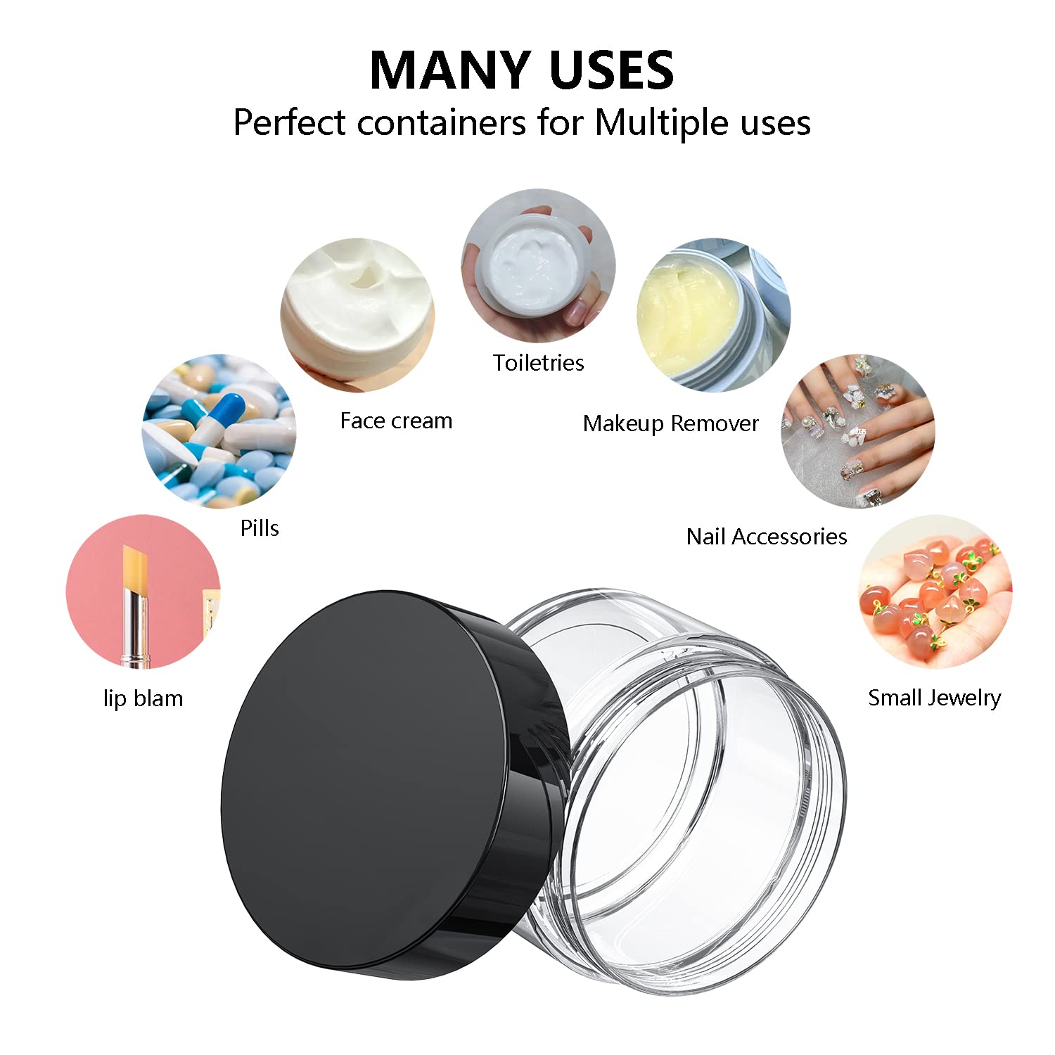 Travel Size Containers for Toiletries - 6 Pack Leak Proof 0.17/0.5/1 oz Small Cosmetic Jars for Makeup, Face Cream, Moisturizer & Lotion with 2 Mini Spatulas - Perfect for Travel, Gym, Home & Gift Giving