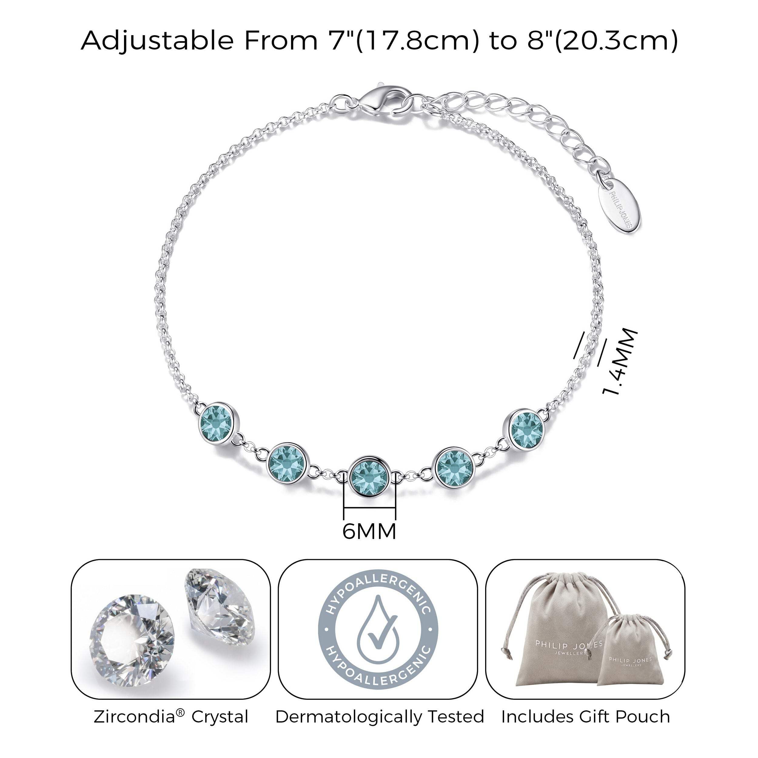 Blue Topaz December Birthstone Bracelet with Zirconia for Gifts & Parties