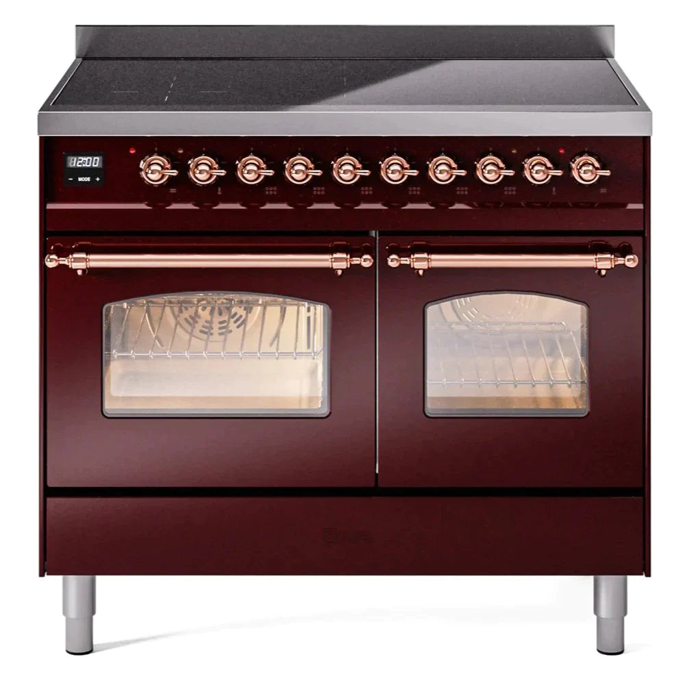 ILVE 40 Nostalgie II Series Freestanding Electric Double Oven Range - 6 Burners, Triple Glass Cool Door, Convection Oven, TFT Display & Child Lock | Perfect for Home Kitchens & Professional Chefs (Model UPDI406NMP)
