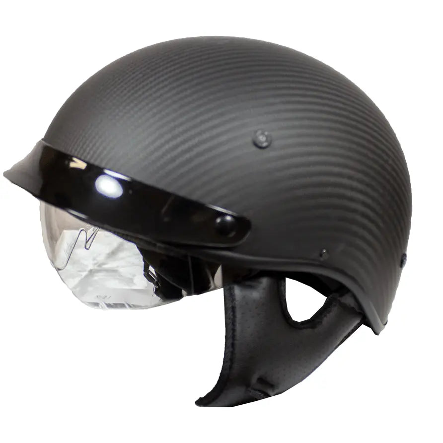 VOSS 707 Cruise Carbon Fiber Motorcycle Half Helmet - Lightweight Matte Black DOT Approved for Men & Women - Perfect for Cruiser, Touring & Urban Riding
