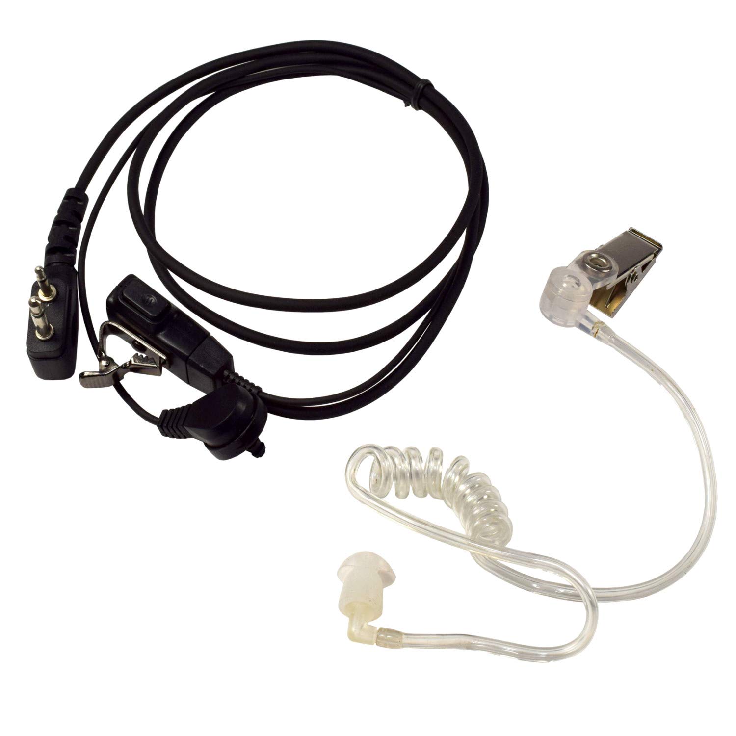 HQRP 4X 2 Pin Acoustic Tube Earpiece Headset with Mic - Compatible with ICOM IC-P4E, IC-P4ET, IC-Q7A, IC-Q7E, IC-S21A & Sun Meter - Ideal for Two-Way Radios, Security, Construction & Outdoor Communication