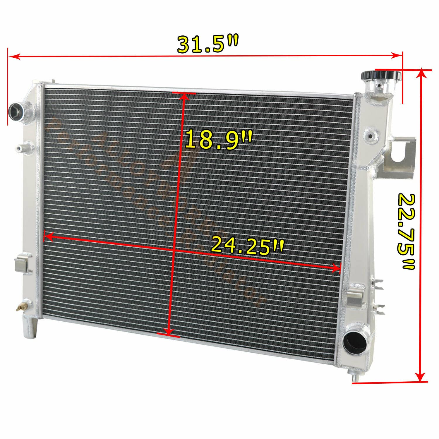 ALLOYWORKS Full Aluminum Radiator with Shroud Fan & Relay Kit for 2002-2008 Dodge Ram 1500/2500/3500 | 1993-2002 Chevy Camaro 3.7L-8.3L V6 V8 Engines | Heavy Duty Cooling Upgrade for Towing & Off-Road Performance