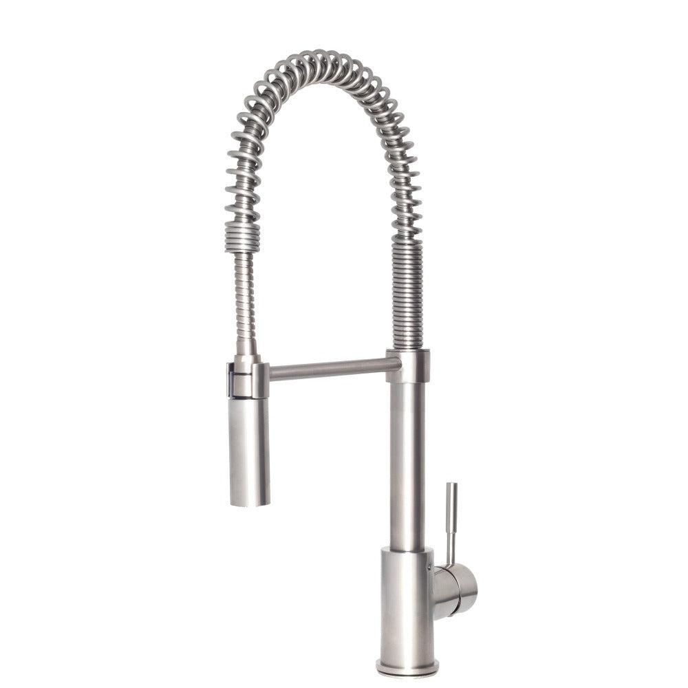 ZLINE Sierra Pull Down Spring Single Handle Kitchen Faucet in Brushed Nickel - High Arc Spout for Easy Washing, Perfect for Modern Kitchens & Busy Home Chefs (SRA KF BN)