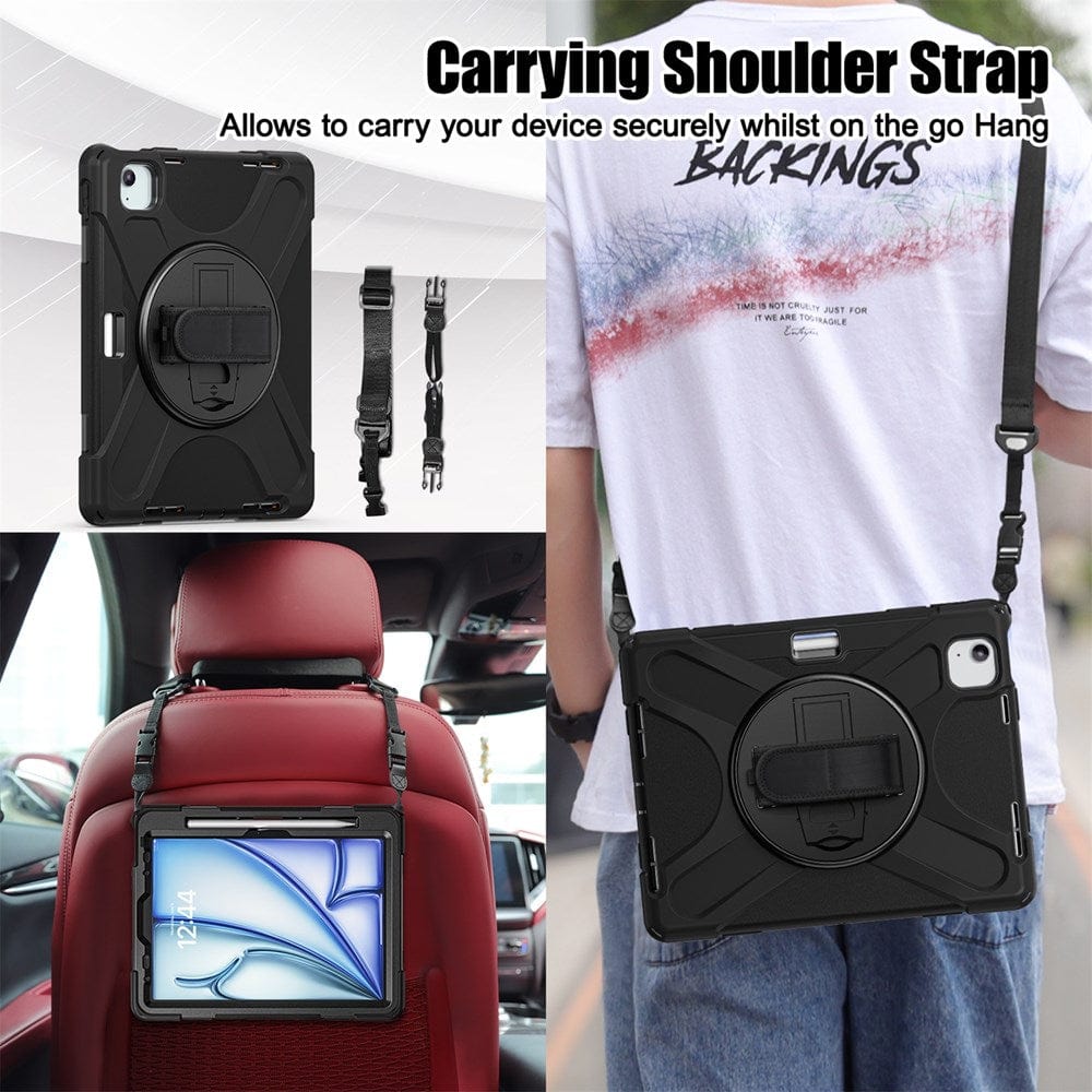 Premium Shoulder and Hand Strap Case for iPad Air 11 (M2 & M3 Models) - Durable Protective Cover with Adjustable Strap for Travel, Commuting & Outdoor Use