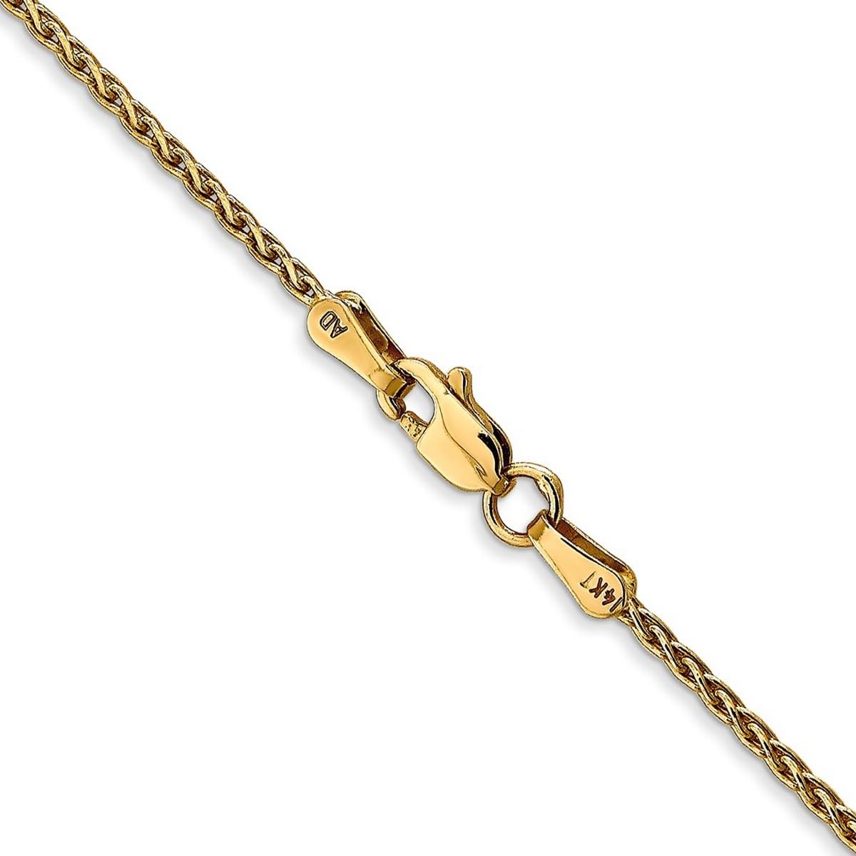 14K Yellow Gold Solid Lobster Claw Clasp 1.5mm Round Wheat Chain Bracelet for Women & Men - Dainty Jewelry for Everyday Wear, Gifts & Special Occasions