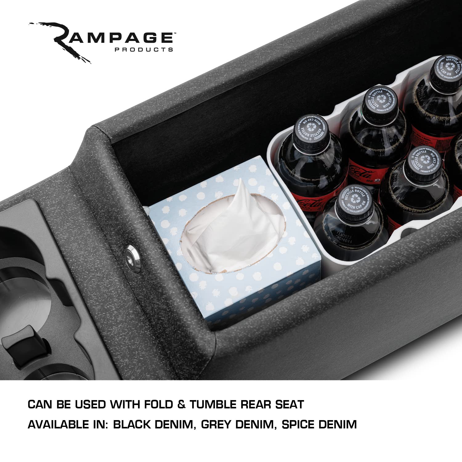 Jeep CJ Wrangler YJ Locking Center Console - Grey Denim Storage Box | Fits 1976-1983 CJ5 & 1976-1986 CJ7 | Secure Organizer for Off-Roading, Camping & Road Trips