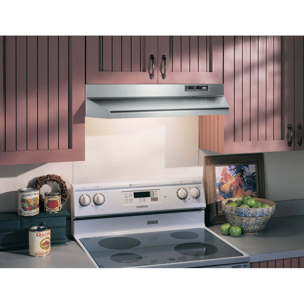 Broan F40000 Series 30-Inch Stainless Steel Ducted Under Cabinet Range Hood with 160 CFM MAX Blower - Perfect for Kitchen Ventilation & Smoke Removal