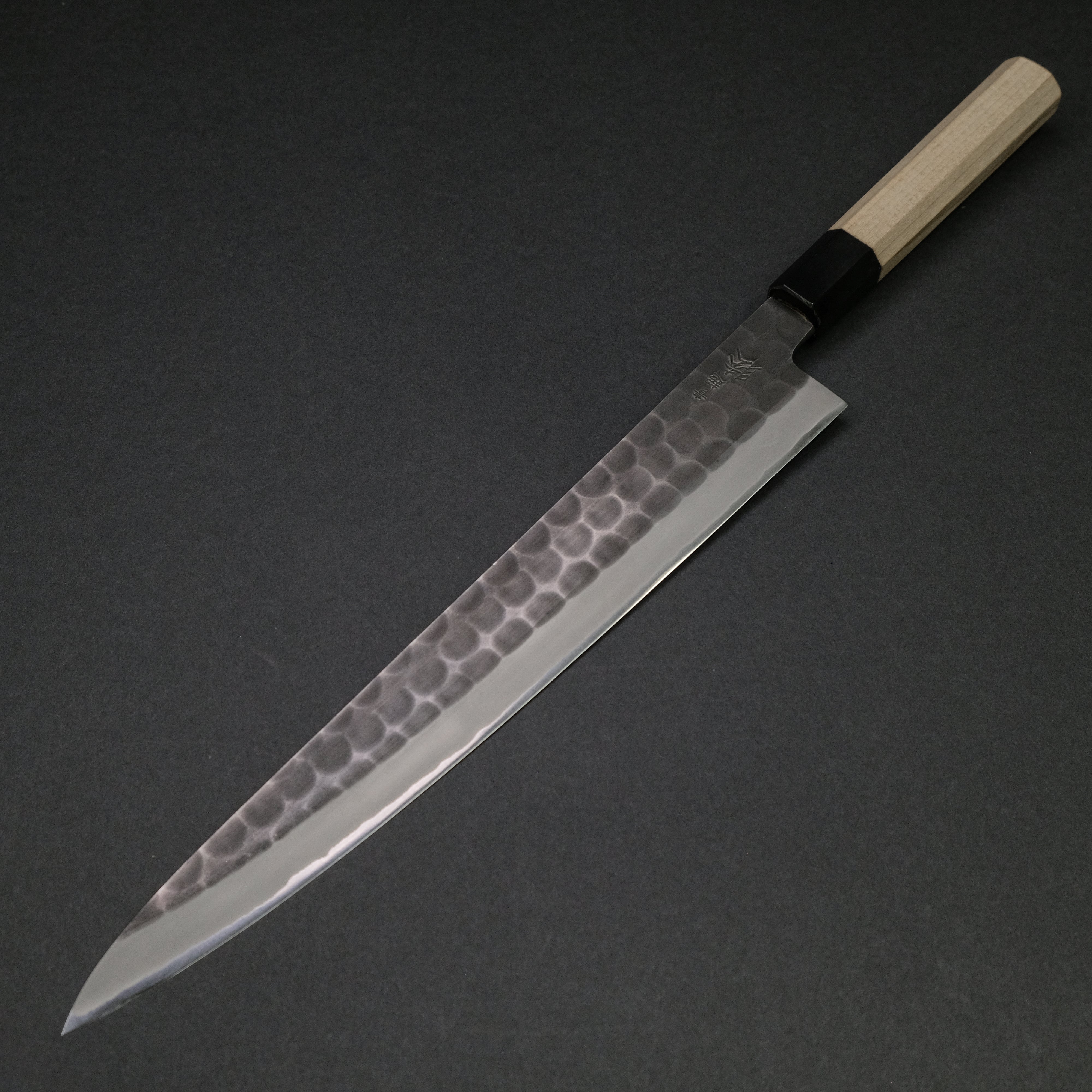 Premium Mutsumi Blue Super Kurouchi Tsuchime Sujihiki 270mm Japanese Chef Knife with Ho Wood Handle - Perfect for Slicing Sashimi, Meat & Sushi Preparation