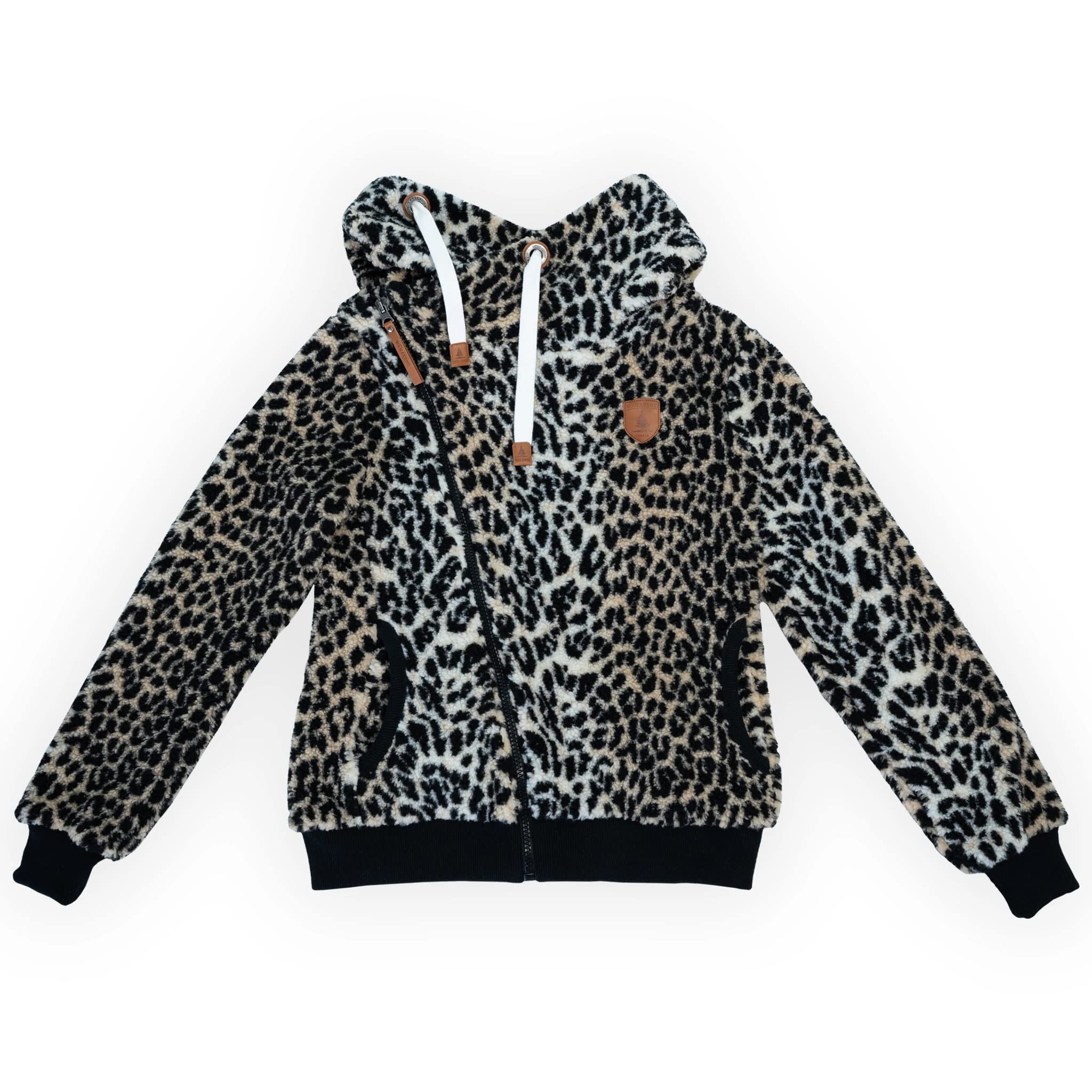 Wanakome Women's Cozy Fleece Leopard Print Hoodie Sweatshirt - Soft Pullover for Casual Wear, Lounge & Outdoor Activities