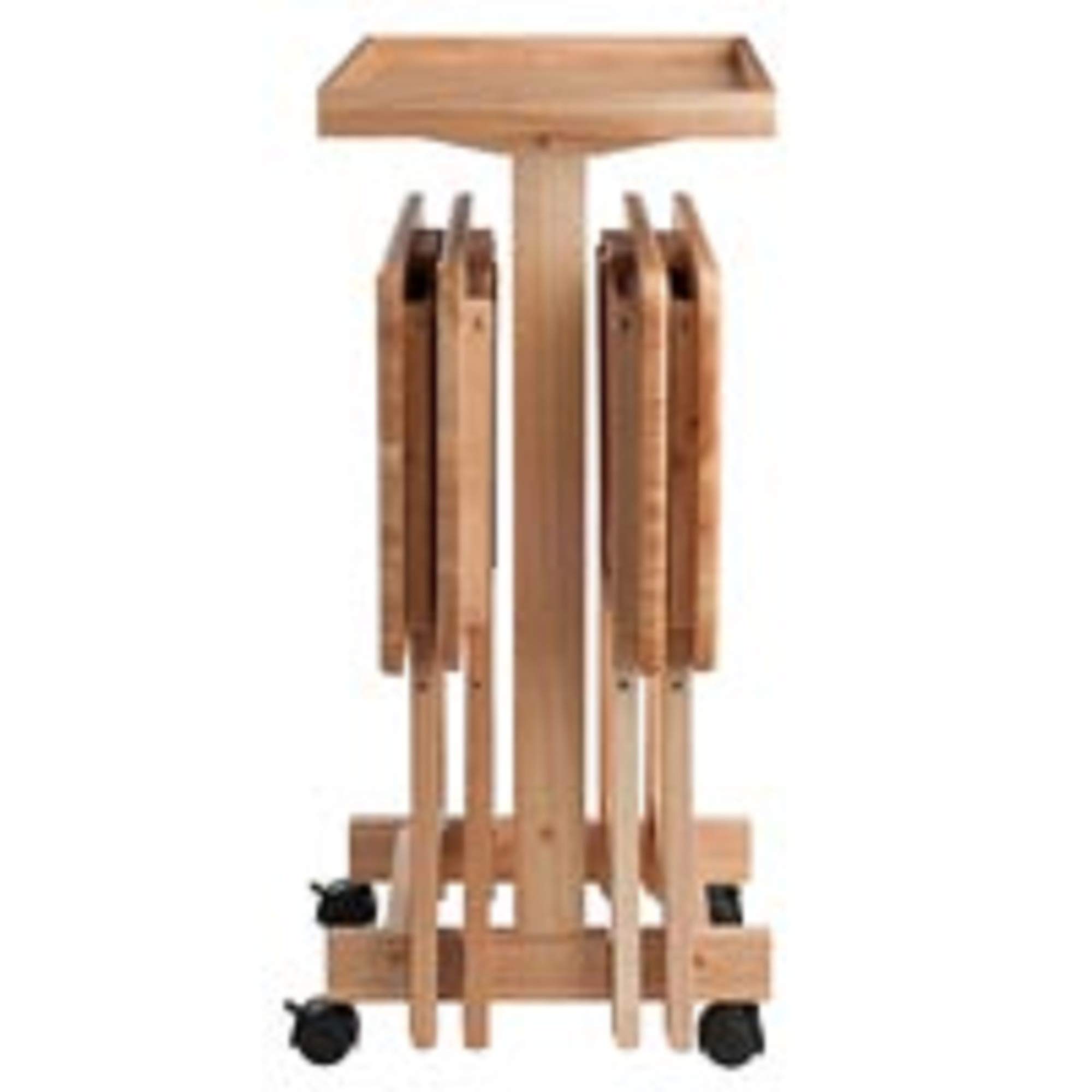 Modern 6-Piece Beige Folding Snack Table Set – 36 Inch Portable Side Tables for Living Room, Patio, Picnic & Outdoor Entertaining