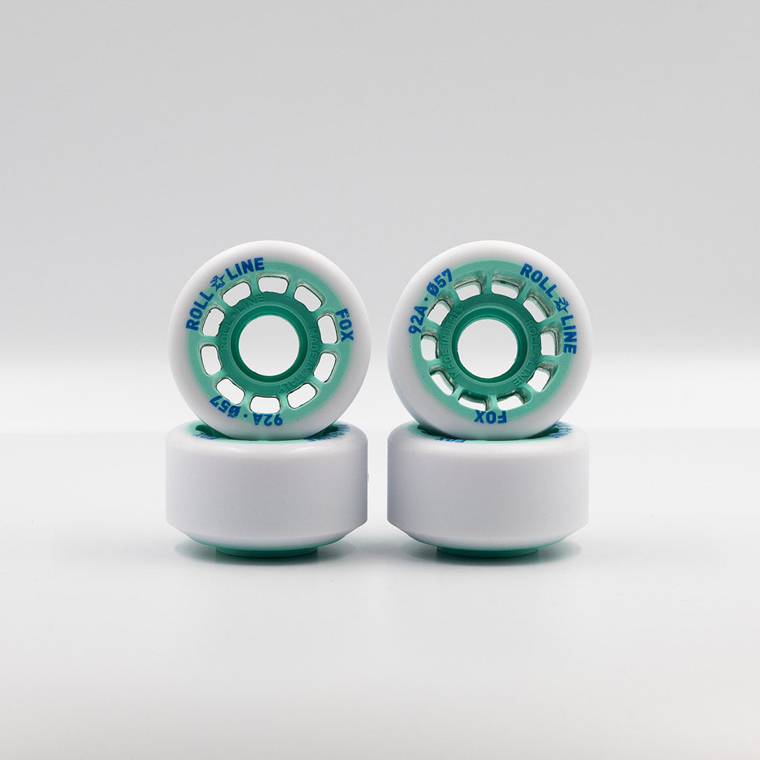 Roll Line Fox 57mm Wheels 8 Pack - Premium Roller Skate Wheels for Indoor & Outdoor Skating, Derby, and Artistic Roller Skating