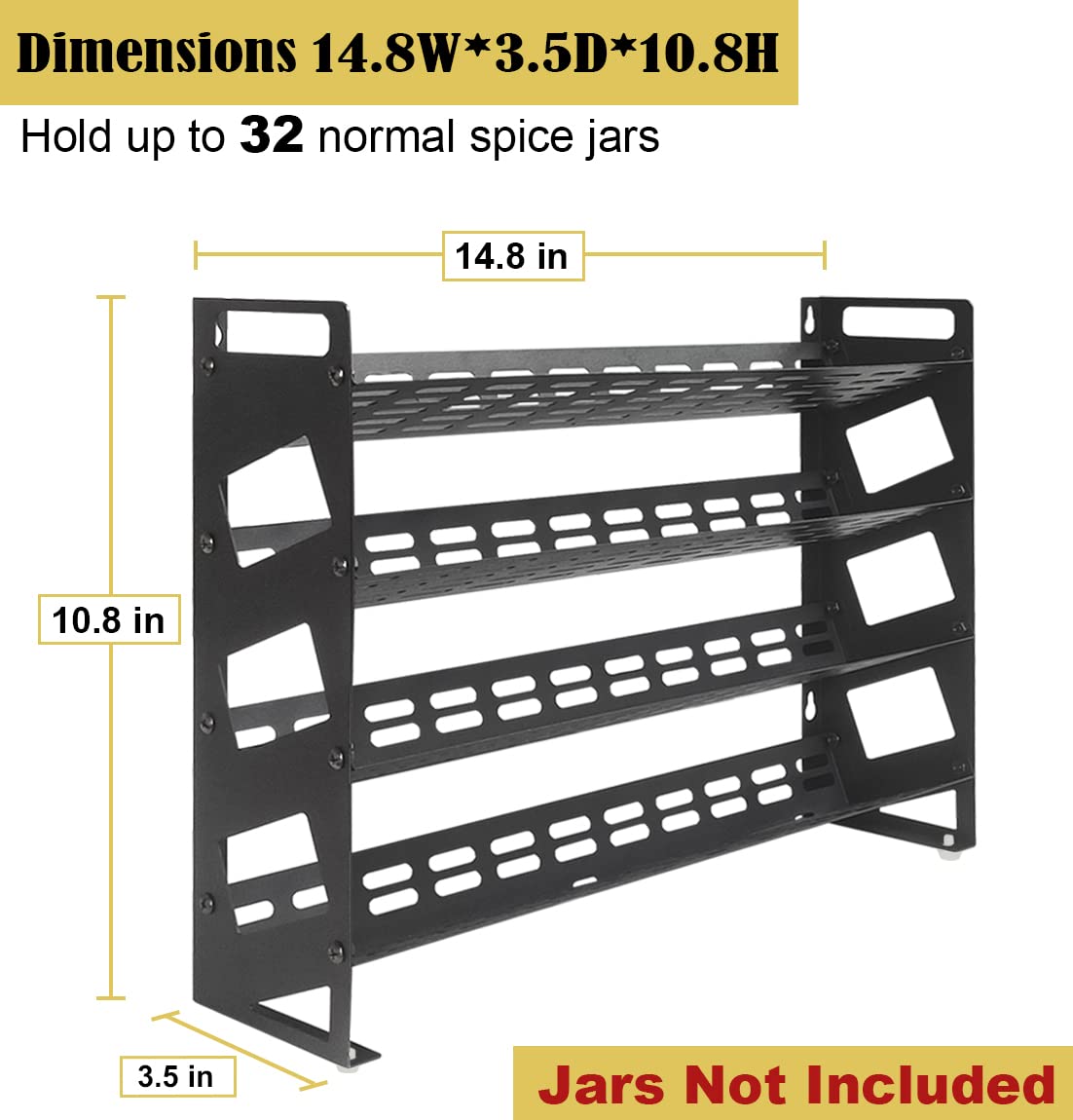 4-Tier Spice Rack Organizer - Countertop, Cabinet & Wall Mount for Kitchen Storage