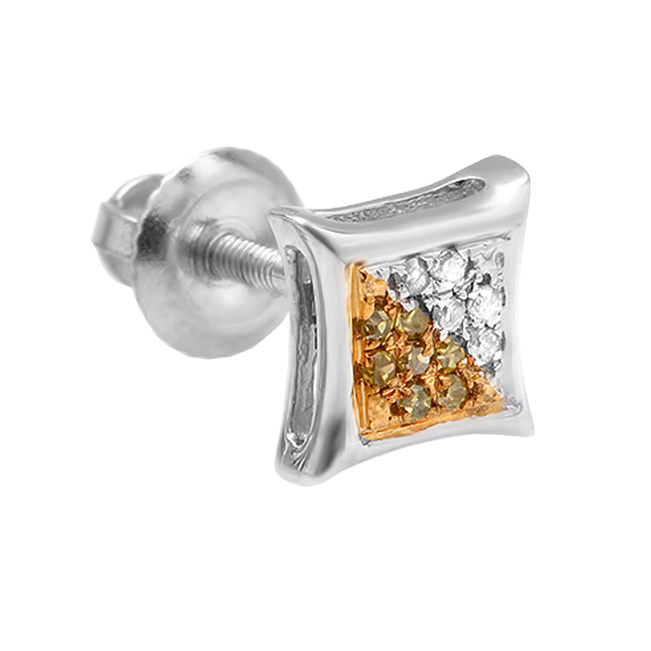 0.05ct Round White & Yellow Diamond Kite Stud Earrings - Dazzlingrock Collection Micro Pave Earrings for Women | Perfect for Weddings, Parties & Special Occasions