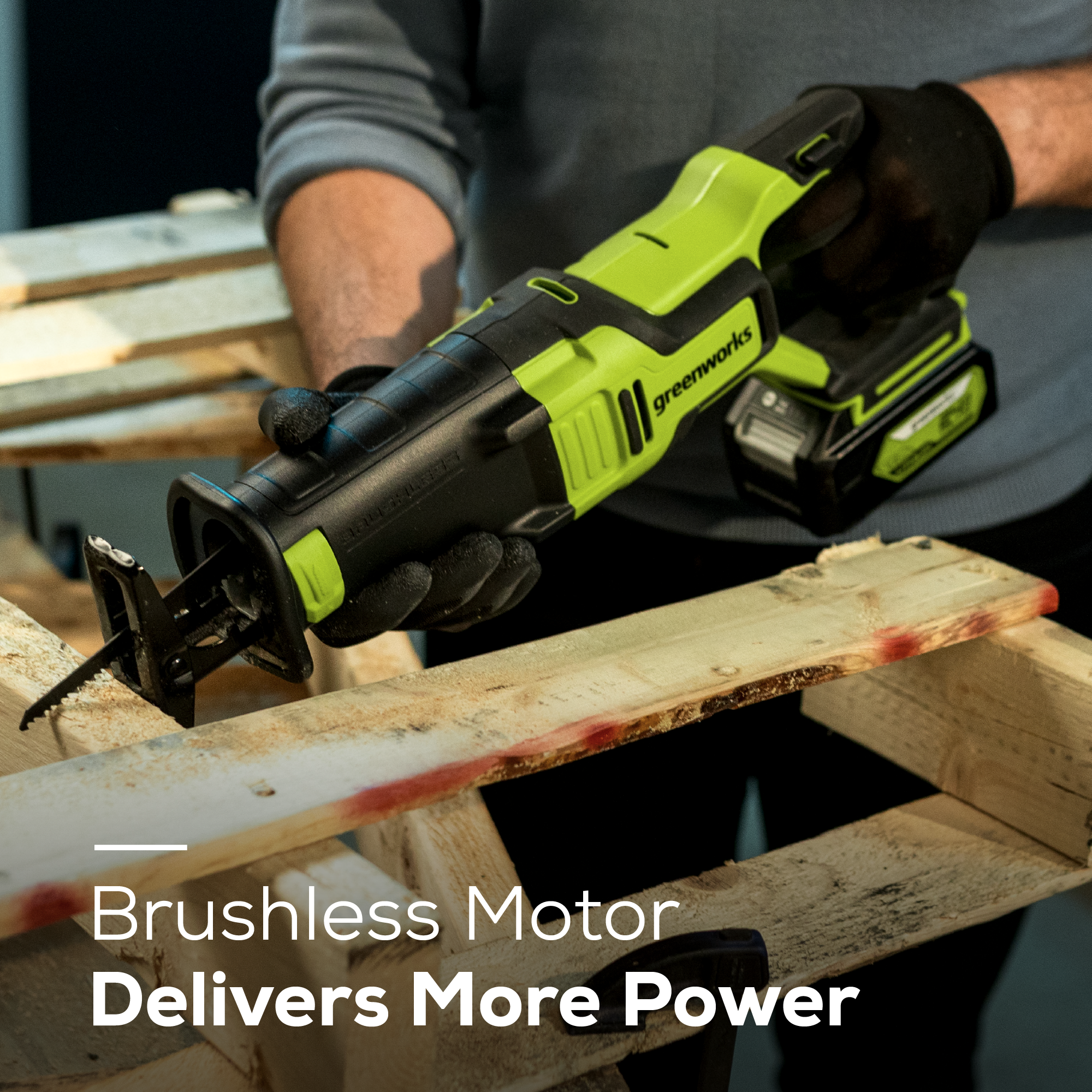 24V Cordless Battery Reciprocating Saw with 4.0Ah USB Battery & Charger - Powerful Electric Cutting Tool for Wood, Metal, PVC & DIY Home Improvement Projects