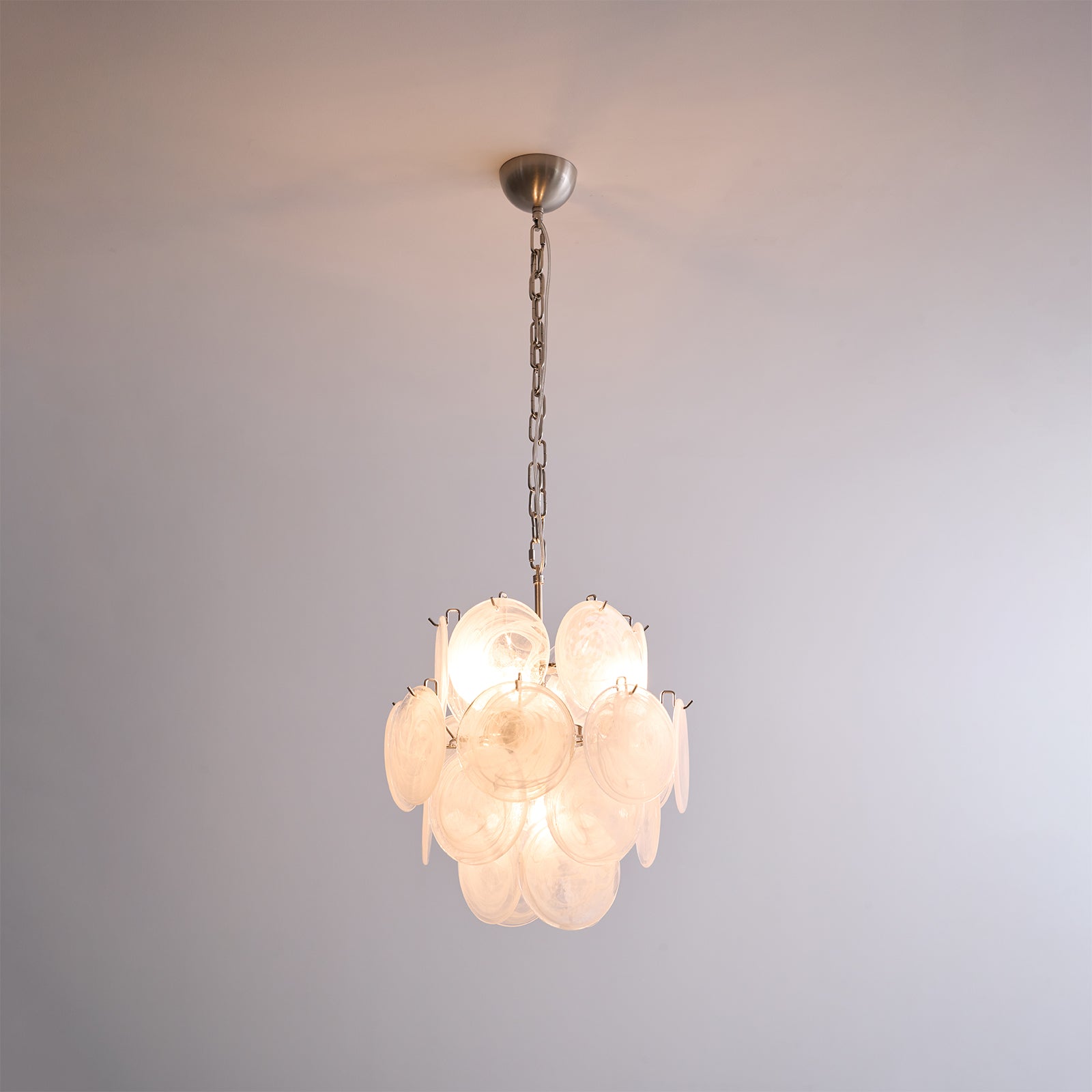 Elegant Aqua White Glass Murano Chandelier - Handcrafted Italian Lighting Fixture for Dining Room, Bedroom & Living Room Decor