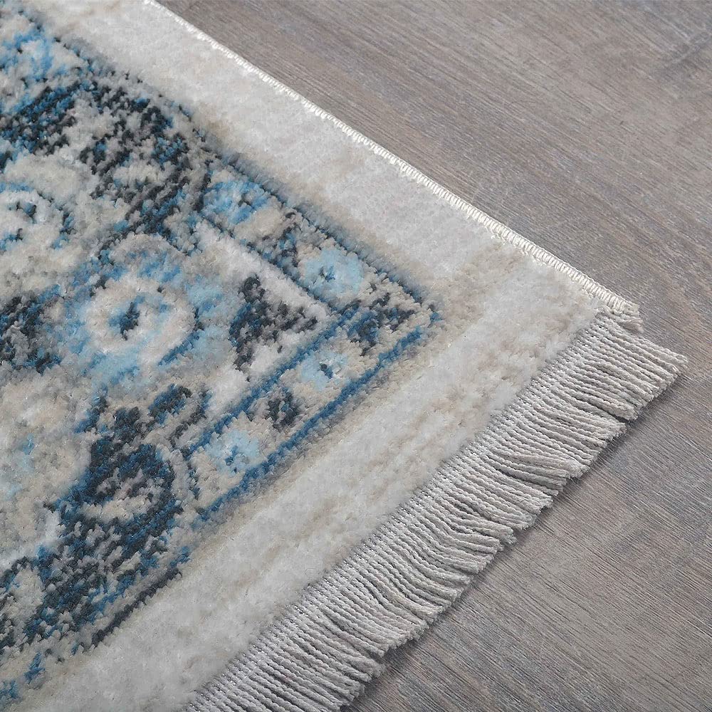Machine Made Polyester Area Rugs 6'x9' Rectangle - Classic Oriental Traditional Design Multicolor Low Pile Carpet for Living Room, Bedroom & Dining Room | Rugsotic Carpets (M00104)