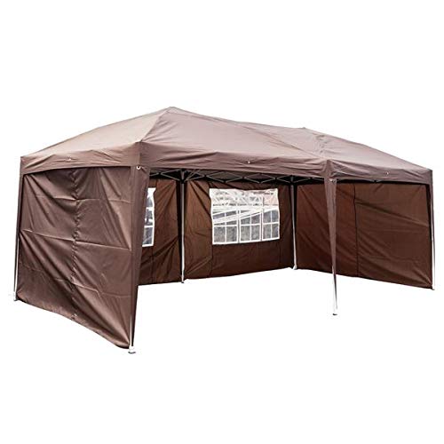 3 x 6m Two Windows Waterproof Folding Tent - Dark Coffee Color for Camping, Outdoor Events & Emergency Shelter