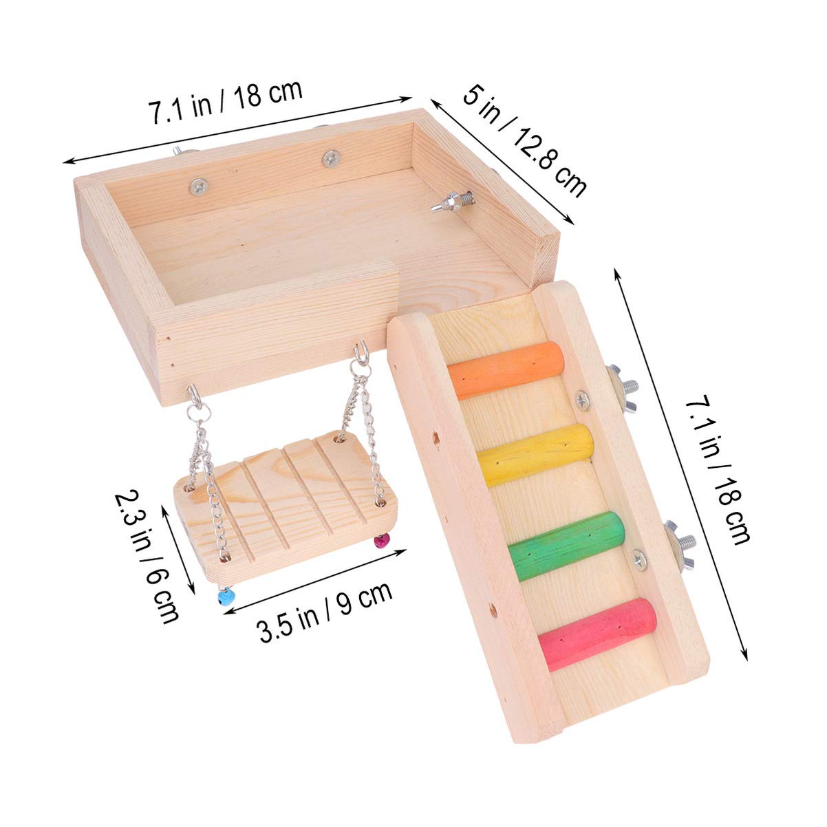 Balacoo 1 Set Parrot Toys - Chewable Swing, Ladder & Play Set for Birds - Durable Pet Accessories for Parakeets, Cockatiels & Small Birds - Perfect for Cage Enrichment & Playtime
