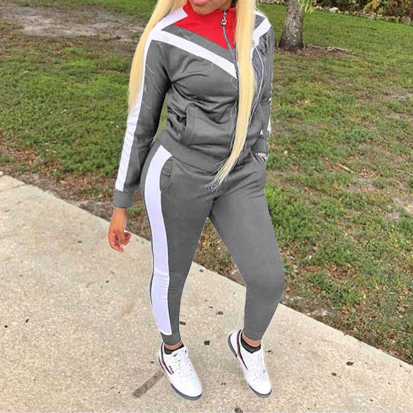 Remxi Women's 2-Piece Workout Sets - Jogging Sweat Suits with Tops & Long Sweatpants | Gym Tracksuit for Running, Yoga & Fitness | Comfortable Athletic Outfit for Women
