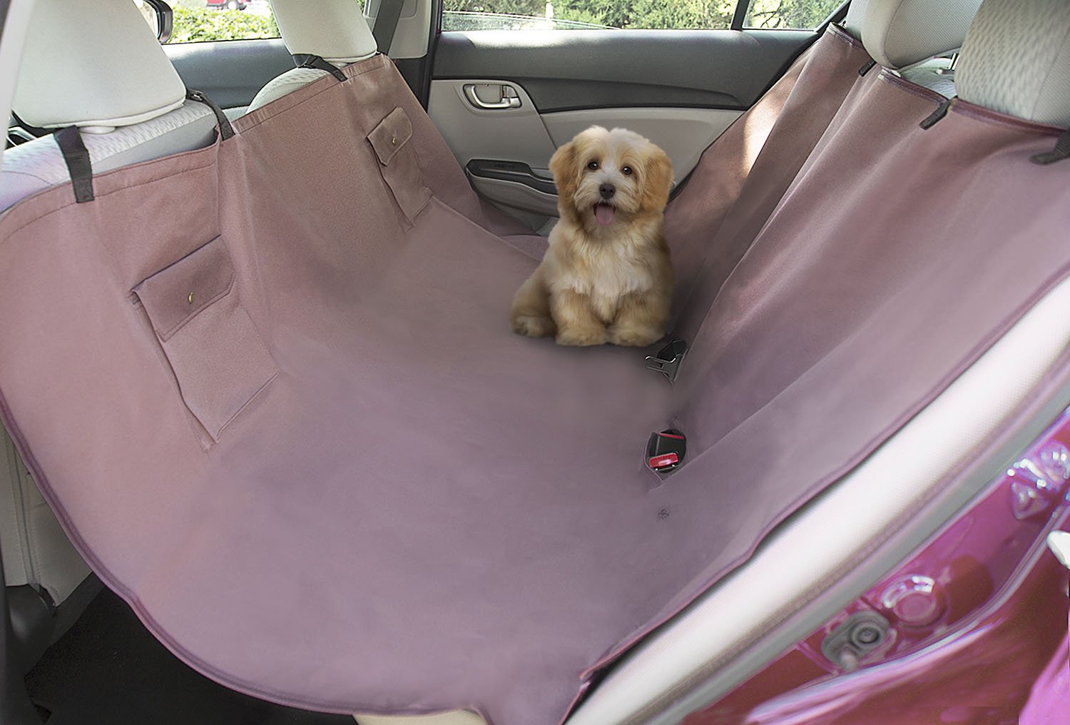Waterproof Hammock-Style Dog Car Seat Cover for Trucks, SUVs, Vans & Sedans - 2-Piece Set - Protects Seats from Dirt, Hair & Scratches - Perfect for Road Trips, Camping & Daily Commutes