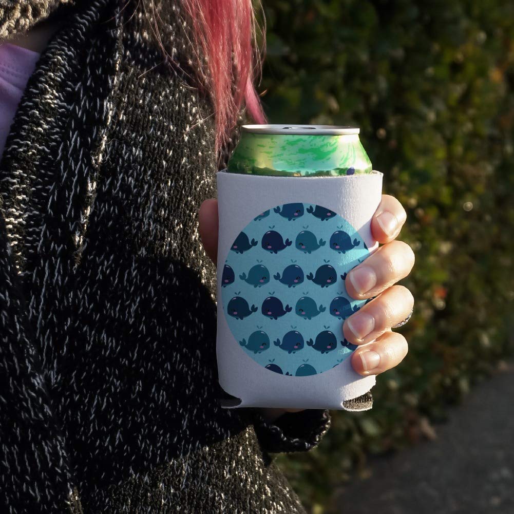 Whale Pattern Insulated Can Cooler - Cute Kawaii Drink Sleeve & Collapsible Beverage Holder | Perfect for Beach Parties, Picnics & Summer BBQs