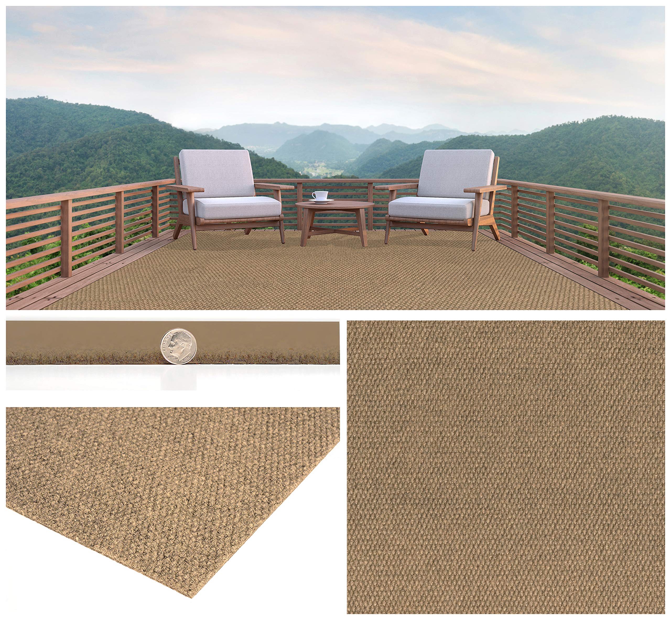 KOECKRITZ Soft Indoor/Outdoor Hobnail Pattern Area Rug - Lightweight & Flexible for Easy Cleaning & Portability (9'x12', Chestnut Brown) - Perfect for Living Room, Bedroom, Patio & Dorm Decor