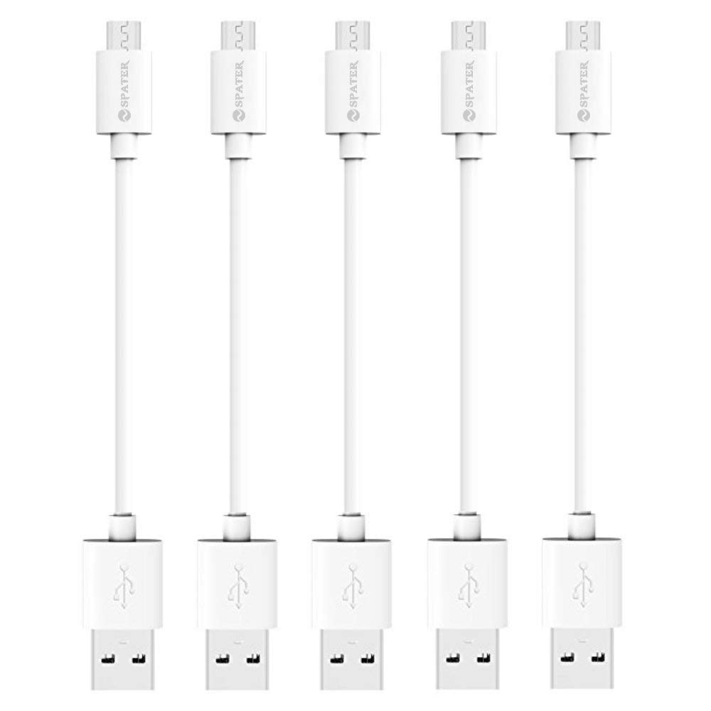 5-Pack 7-Inch Short Micro USB to USB 2.0 Fast Charging Cables - Compatible with Samsung Galaxy S7/Edge/Tab/J7/Note 5, LG, Kindle, Sony, HTC One | Perfect for Travel, Car Charging & Home Use
