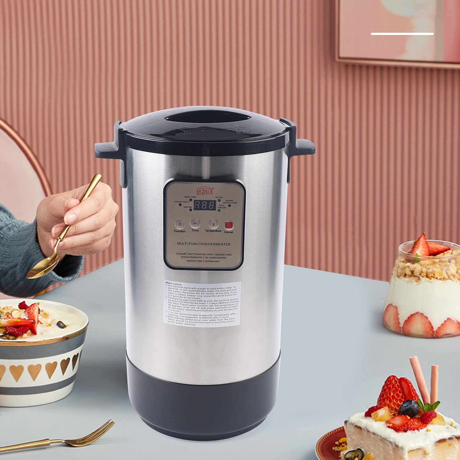 12L Automatic Fermentation Machine with Stainless Steel Inner Pot - Smart Yogurt Maker with Time & Temperature Control - Perfect for Making Yogurt, Cheese, Dough, Fruit Vinegar at Home - Ideal for Kitchen, Bakery & DIY Fermentation Projects