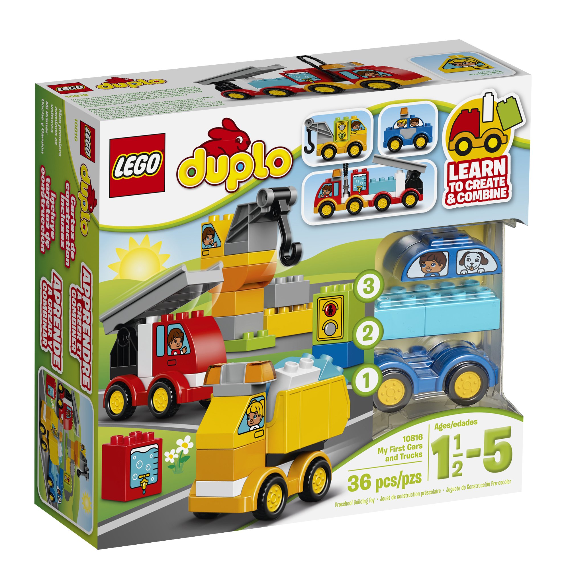 LEGO DUPLO My First Cars and Trucks 10816 Building Blocks Toy for Toddlers Age 1.5-5 Years - Fun Educational STEM Learning Toy for Preschool Kids, Perfect for Birthday Gifts & Early Childhood Development Play