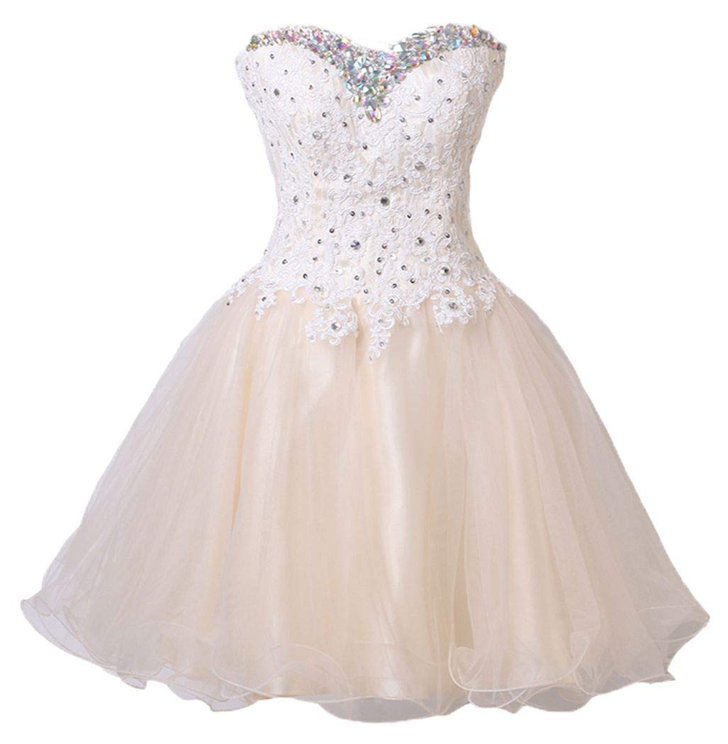 Sweetheart Neckline Beaded Lace Cocktail Dress for Girls - Perfect for Homecoming, Prom, and Special Occasions