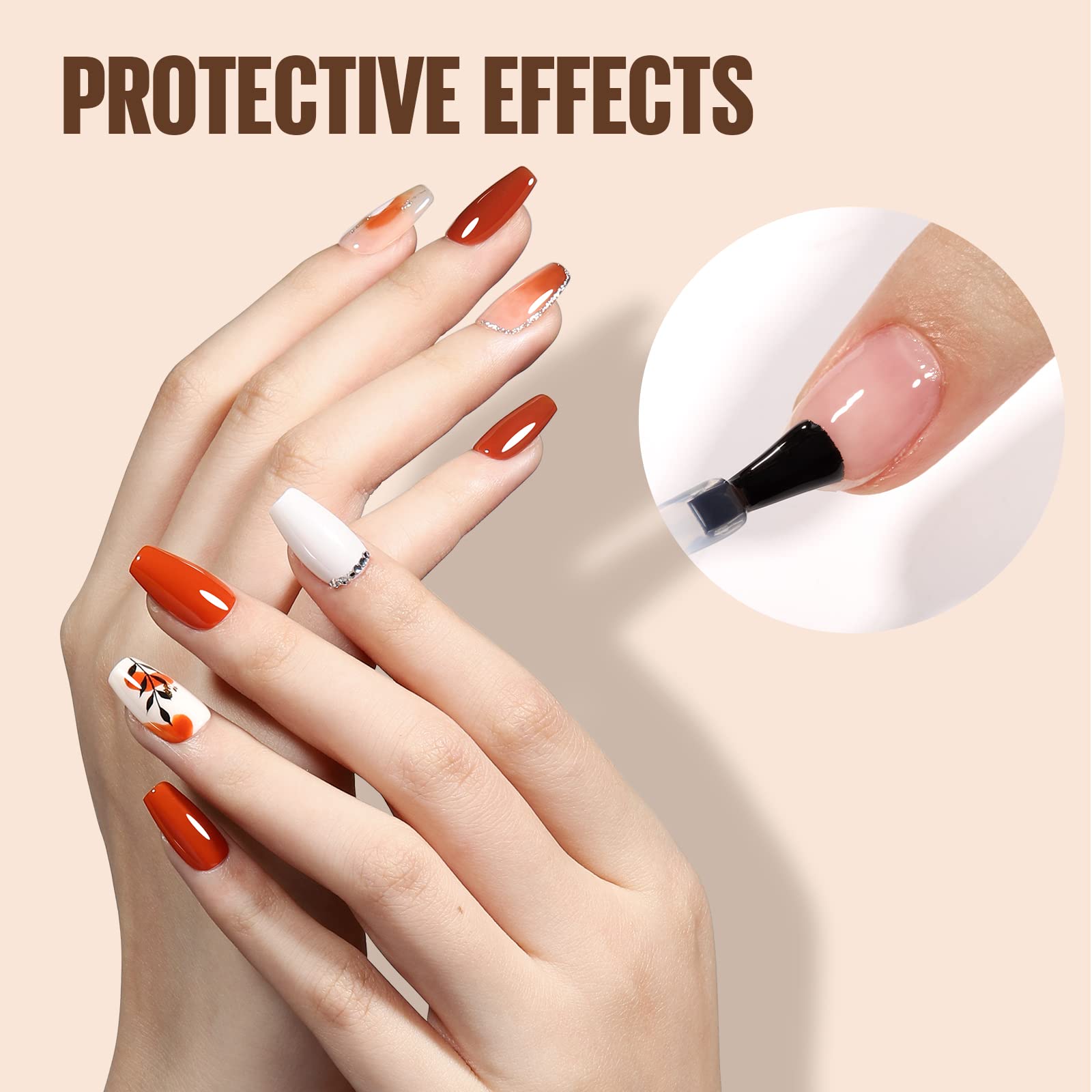 TOMICCA 2Pcs No Wipe Gel Nail Polish Set - Base Coat & Top Coat for UV LED Manicure, Long Lasting Shiny Nail Varnish, Soak Off Nail Art Polish Kit | Perfect for Salon, Home DIY Nail Care & Professional Manicures
