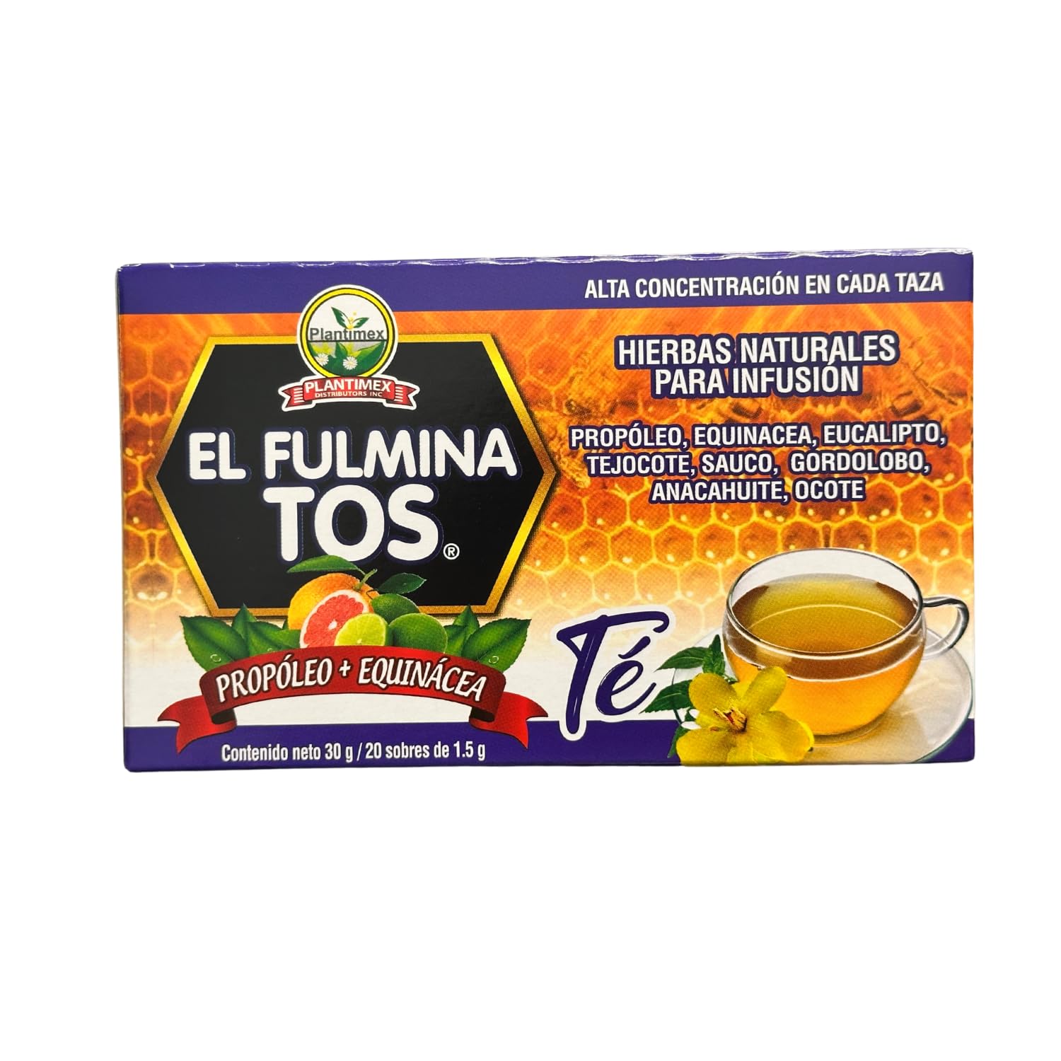 El Fulmina Cough Relief Tea with Propolis & Echinacea (30 Bags) - Herbal Immune Support for Cold & Flu Season - Perfect for Soothing Throat & Boosting Immunity