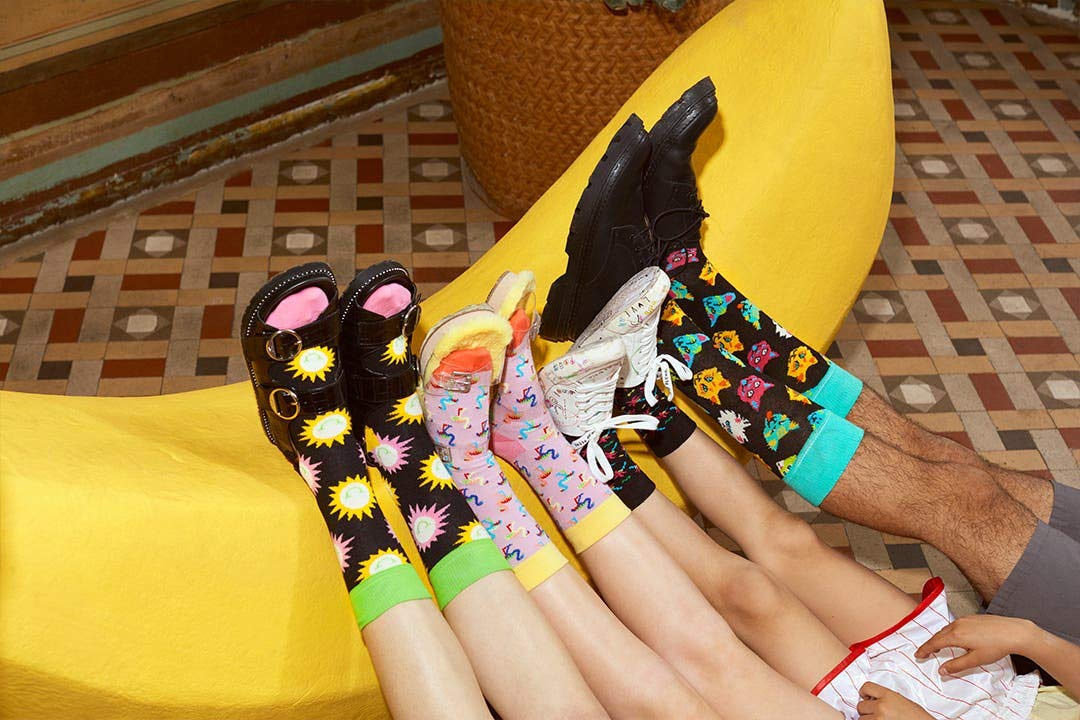 Happy Socks for Men - Fun Cat & Dog Print Crew Socks (Size 10-13) | Comfortable & Durable Casual Socks for Everyday Wear, Gifts & Funny Outfits