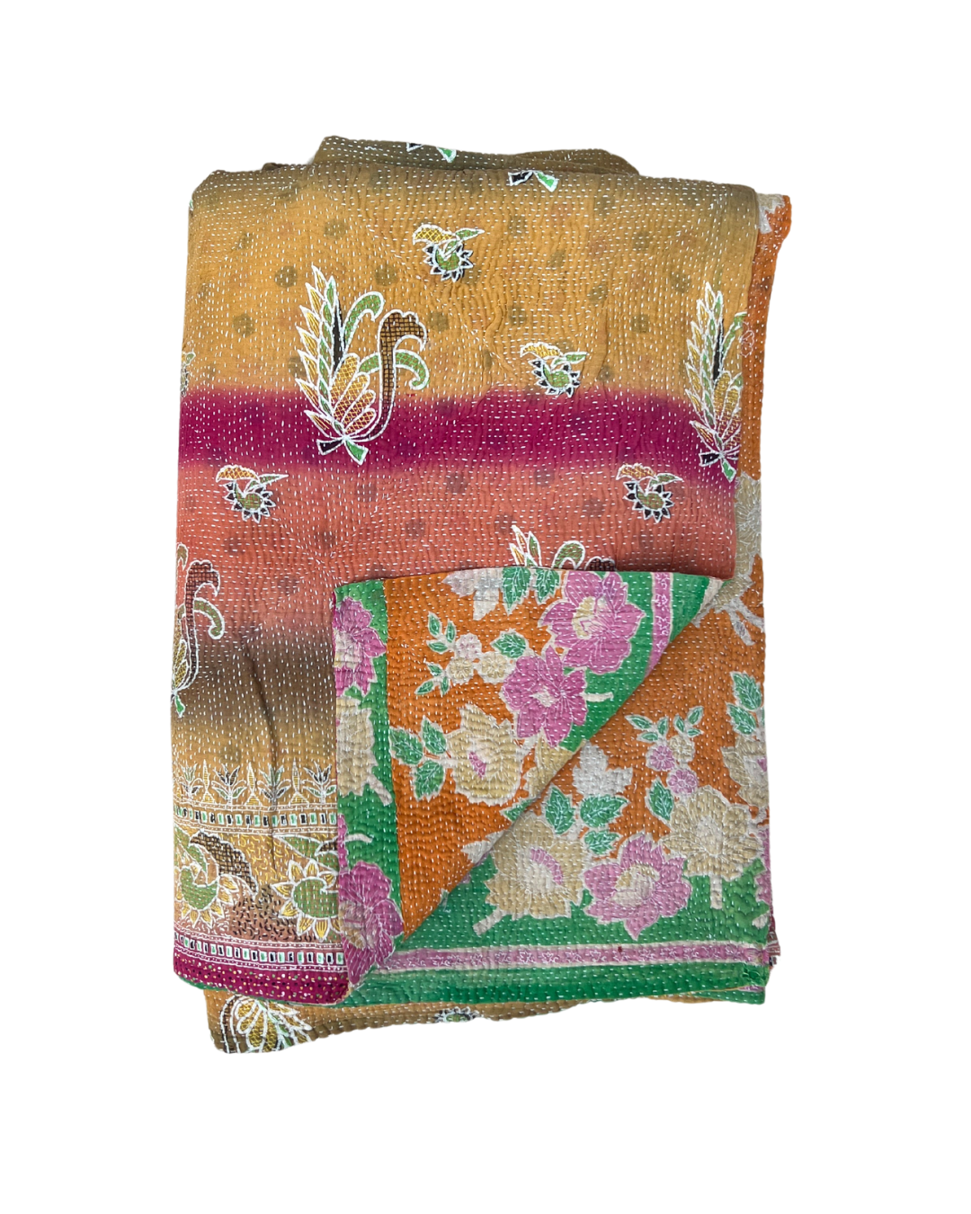 Premium Midweight Kantha Quilt No. 782 - Handmade Cotton Bedspread for Cozy Home Decor | Perfect for Bedroom, Sofa & Boho Chic Styling
