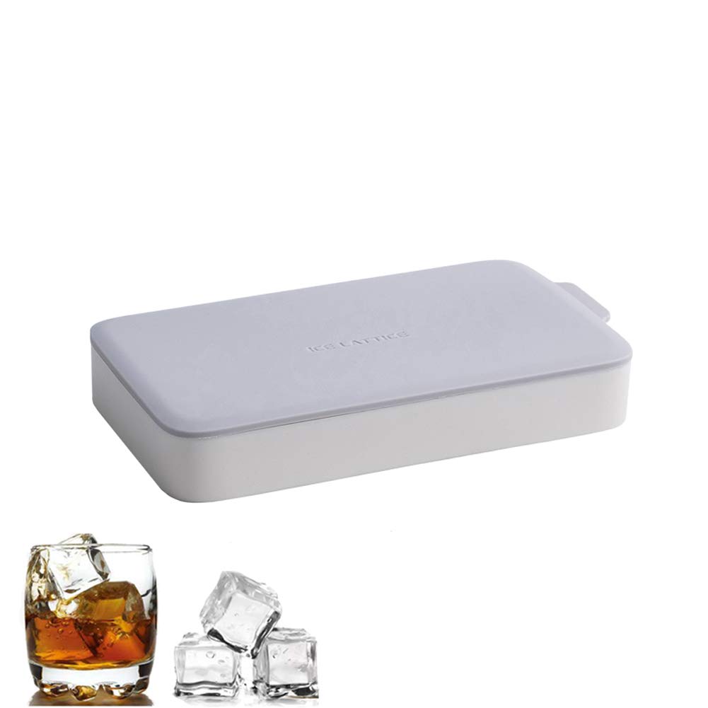 Silicone Ice Cube Trays with Lids - BPA Free, Flexible & Stackable Ice Cube Molds for Whiskey, Cocktails, Coffee & Beverages - Perfect for Home Bars, Parties & Kitchen Use - Gray/White